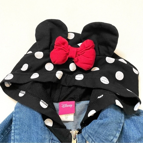 Disney Minnie jean jacket with hood and Minnie ears - Picture 2 of 14